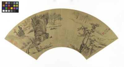 Landschap met Mannen en Ezel die een Rivier oversteken door Zhen Yao