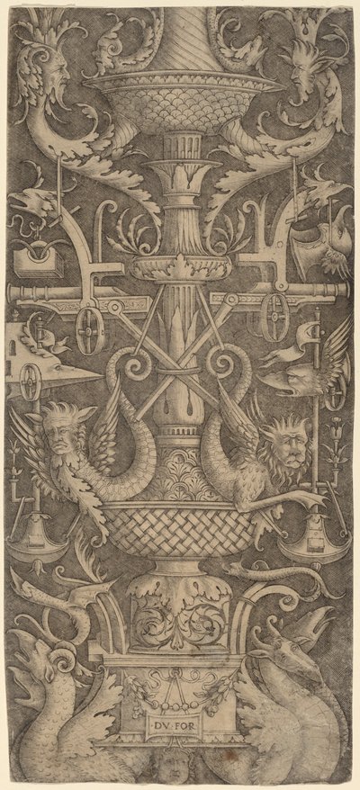 Ornament Paneel met Draken, Maskers en Oorlogsinstrumenten, ca. 1505 door Zoan Andrea