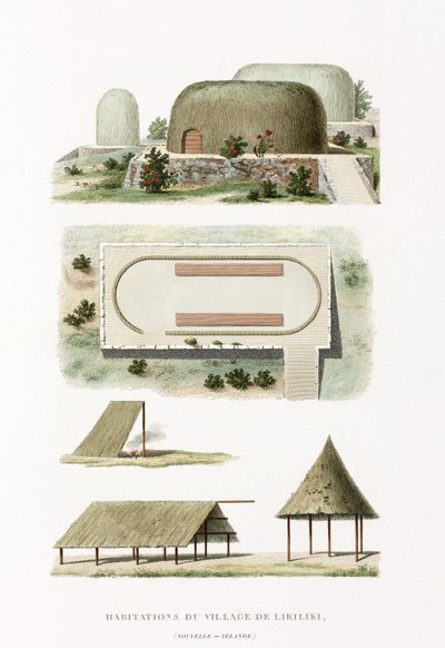 Architectuur Gebouwen in het dorp Likiliki door Frederick (attr. to) Barnard