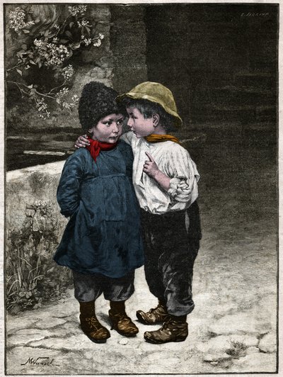 Kinderdiscussie. 1901 (gravure) door . .