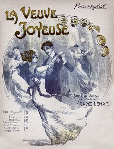 Paren dansen de wals Ballsirenen, circa 1910 (illustratie) door . .