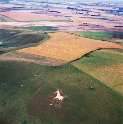 Graancirkel in tarweveld, Milk Hill, Alton Priors, Vale of Pewsey, Wiltshire door Ferdinand Georg Waldmuller