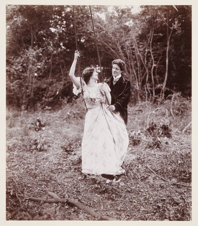 Edwardiaans portret, stel met een schommel door John Pardon