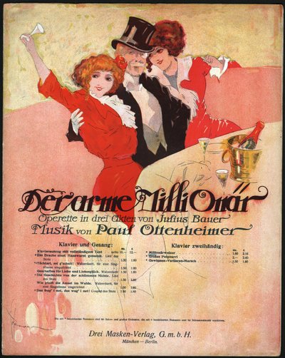 Elegante man omringt mooie vrouwen in de Belle Epoque, ca. 1913 (illustratie) door . .