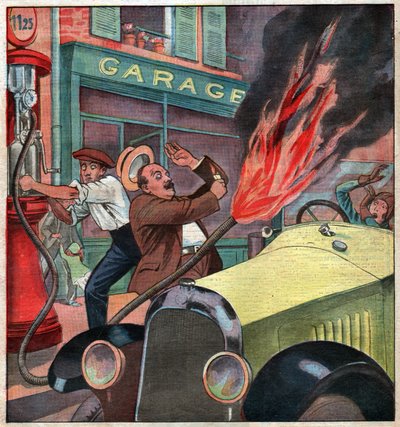 Brand in een tankstation door Ferdinand Georg Waldmuller