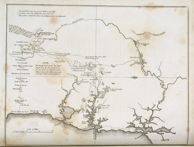 Kaart van Sydney en omliggende gebieden, Australië, circa 1798 door Frederick (attr. to) Barnard