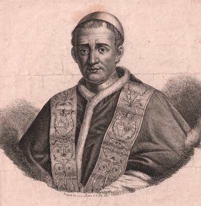 Portret van paus Gregorius XVI (1765-1846), ets en burijn, naar levendige tekening, Rome, 5 februari door William Walcutt