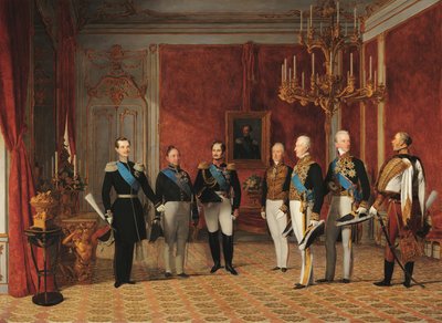 Ontvangst van Groothertog Alexander Nikolajevitsj door Prins Metternich in de Weense Hofburg in 1839 door Фердинанд Георг Вальдмюллер