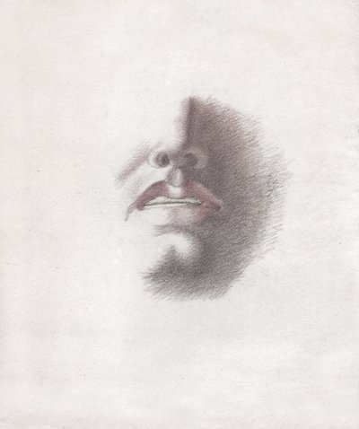 Studie voor het gezicht van een man: mond en neus. circa 1830 door . .