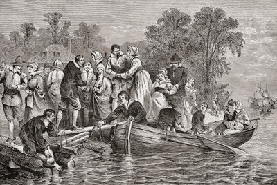 Tabaksbruiden arriveren in Jamestown, Virginia, VS door . .