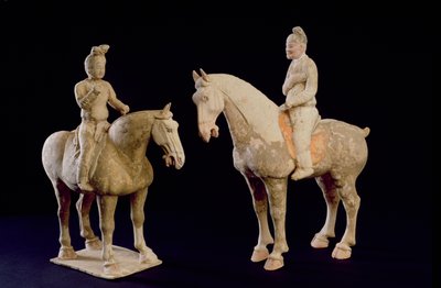 Twee ruiters, Chinees, Tang-dynastie (618-906) door Hippolyte Lalaise Devéria