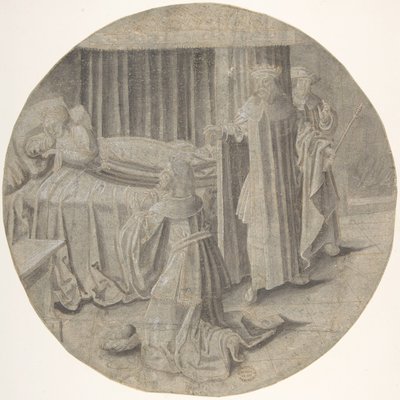 Haman smeekt Esther om zijn Leven, 16e-midden 16e eeuw door Circle of Pseudo Aert Ortkens