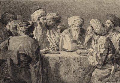 Raad van de Farizeeën en Herodianen door after Albert Robida