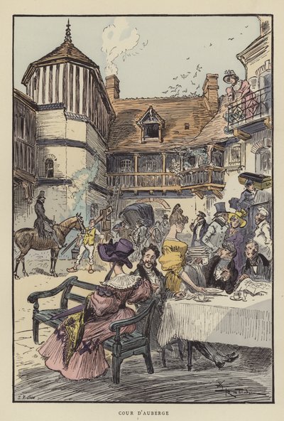 Herberg binnenplaats door after Albert Robida