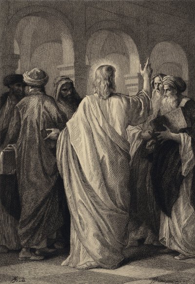 Jezus spreekt met de doktoren door after Albert Robida