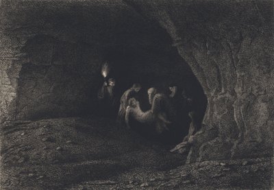 Jezus in het graf gelegd door after Albert Robida