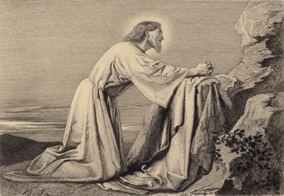 Jezus bidt door after Albert Robida