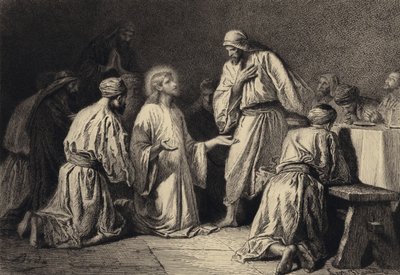Jezus bidt te midden van zijn discipelen door after Albert Robida