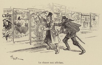 De jacht op affiches door after Albert Robida