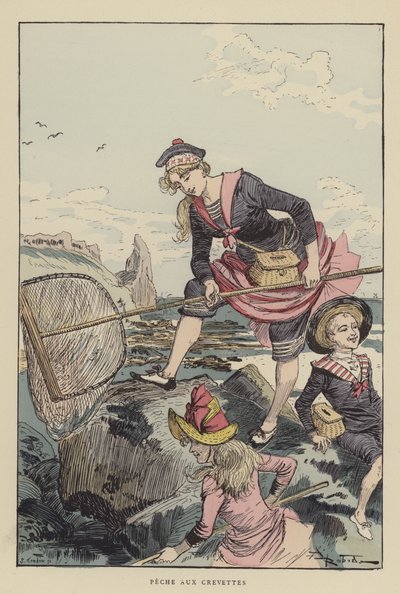 Garnalen vissen door after Albert Robida