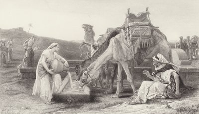 Rebekka en Eliezer door after Alexandre Cabanel