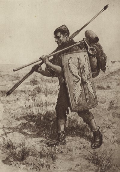 De Impeditus, of Volledig uitgeruste Voetsoldaat door after Amedee Forestier