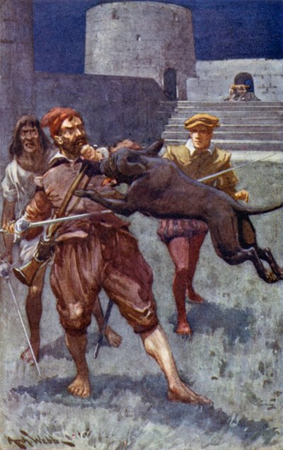 De matroos stak zijn linkerhand op om de aanval af te weren door after Archibald Bertram Webb