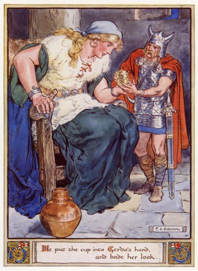 Hij gaf de beker in Gerdas hand en vroeg haar te kijken door after Charles Edmund Brock