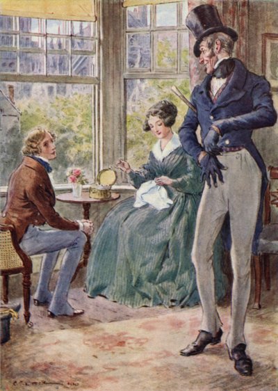 Pen praat met Emily in de salon van de kapitein door after Charles Edmund Brock