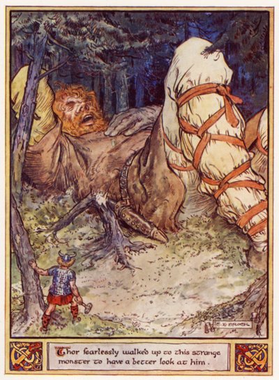 Thor liep onbevreesd naar dit vreemde monster om hem beter te bekijken door after Charles Edmund Brock