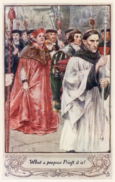 Wat een pompeuze priester is het! door after Charles Edmund Brock