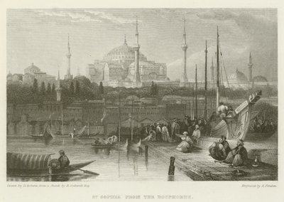 St Sophia vanaf de Bosporus door after David Roberts