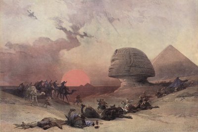 De piramide van Cheops en de Sfinx, nabij Gizeh, Egypte door after David Roberts