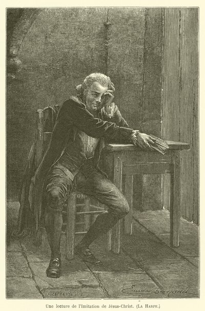 Een lezing van de Navolging van Christus, La Harpe door after Emile Antoine Bayard