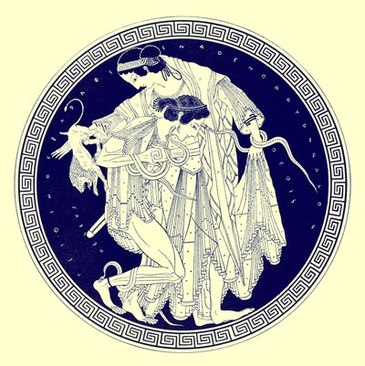 Peleus en Thetis, illustratie uit Griekse Vaas Schilderijen door J. E. Harrison en D. S. MacColl, gepubliceerd 1894 door after English School