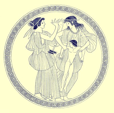 Prokne, Philomela en Itys, illustratie uit Griekse Vaas Schilderijen door J. E. Harrison en D. S. MacColl, gepubliceerd 1894 door after English School
