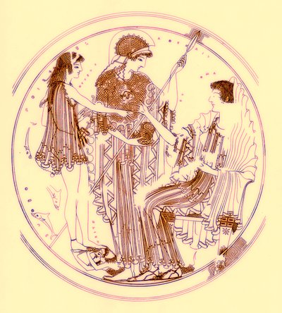 Theseus en Amphitrite, illustratie uit Griekse Vaas Schilderijen door J. E. Harrison en D. S. MacColl, gepubliceerd 1894 door after English School
