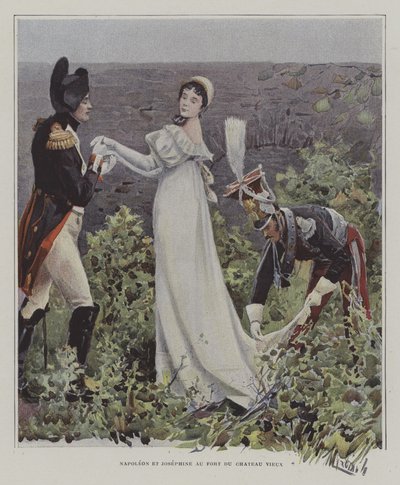Napoleon en Josephine in het Chateau-Vieux, Bayonne door after Felicien baron de Myrbach Rheinfeld