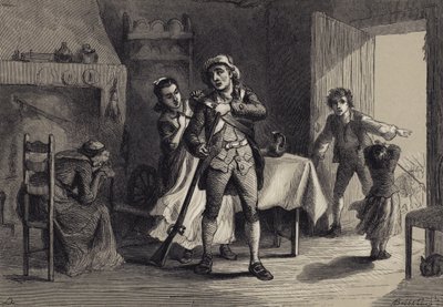Een Minuteman die zich voorbereidt op oorlog door after Felix Octavius Carr Darley