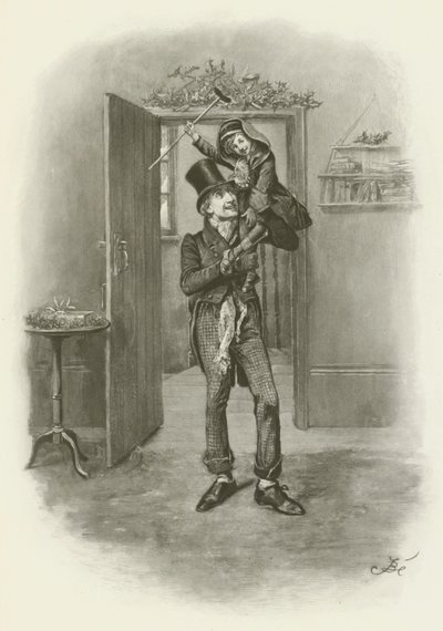Bob Cratchit en Tiny Tim door after Frederick Barnard
