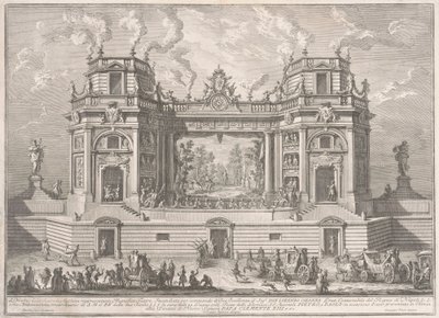 De tweede machine voor de Chinea van 1761: Een prachtig theater door after Giuseppe Palazzi Giuseppe Vasi after Paolo Posi