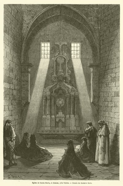 Kerk van Santa Maria, Illescas, nabij Toledo door Gustave after Dore