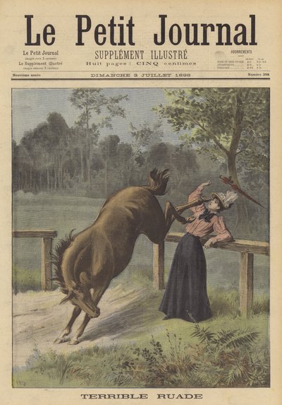 Een vrouw geschopt door een paard door after Henri Meyer
