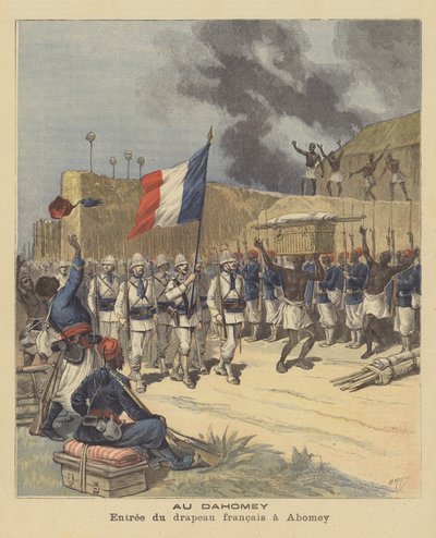 Ingang van de Franse vlag in Abomey, Dahomey door after Henri Meyer