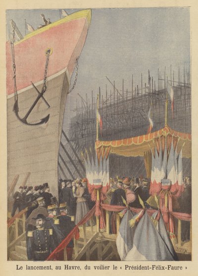 Te water laten van het zeilschip President-Felix-Faure in Le Havre door after Henri Meyer