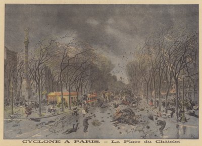 Stormschade op de Place du Chatelet, Parijs door after Henri Meyer