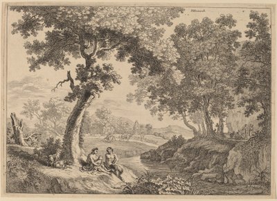Satyr Familie Zittend onder een Boom door after Herman van Swanevelt
