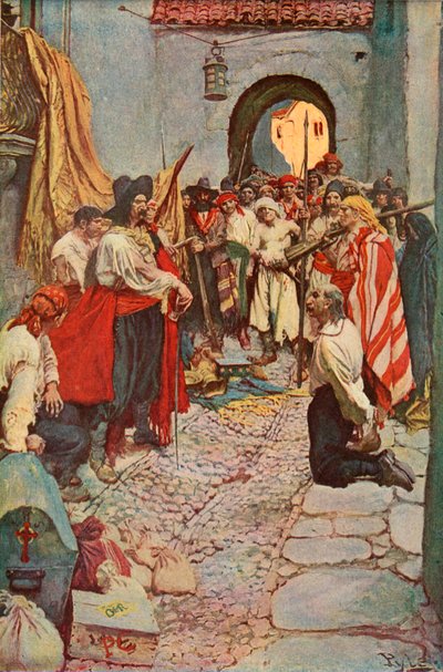 Schuld afdwingen van de burgers door after Howard Pyle