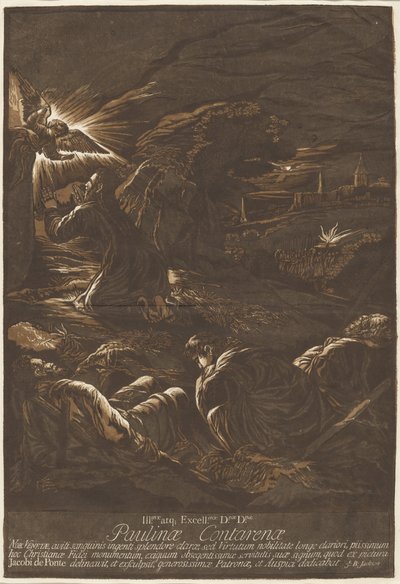 Christus op de Olijfberg door after Jacopo Bassano John Baptist Jackson