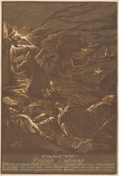 Christus op de Olijfberg door after Jacopo Bassano John Baptist Jackson